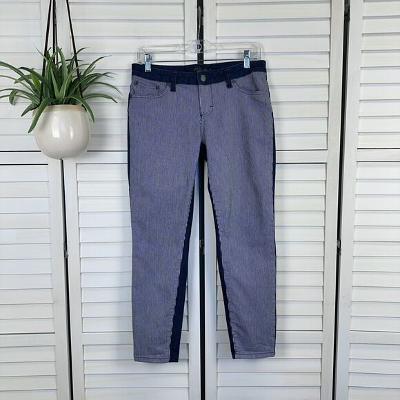 Prana Denim - Prana Indigo Stripe Jett Jeans Organic Cotton Capri Pants Railroad Size 6 / 28